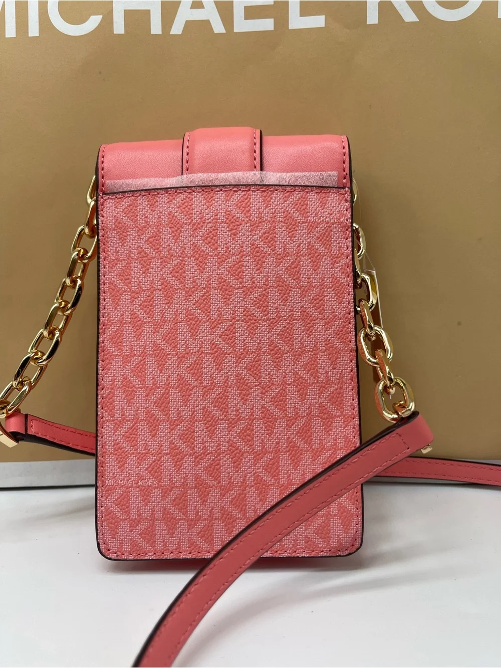 Michael Kors Carmen Small NS Phone Xbody Crossbody Bag Grapefruit NWT